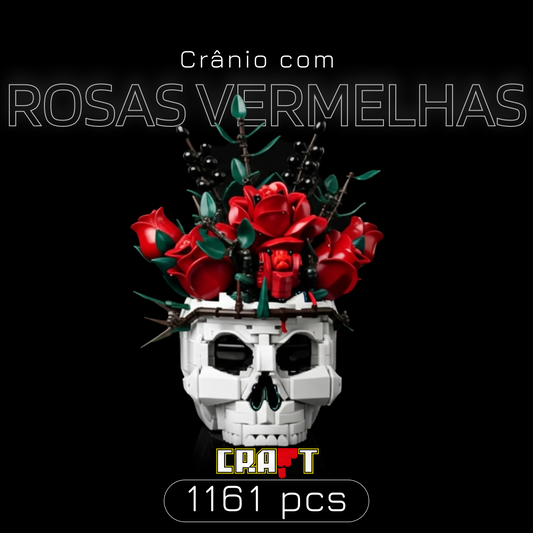 Skull with Red Roses (1161 pieces)