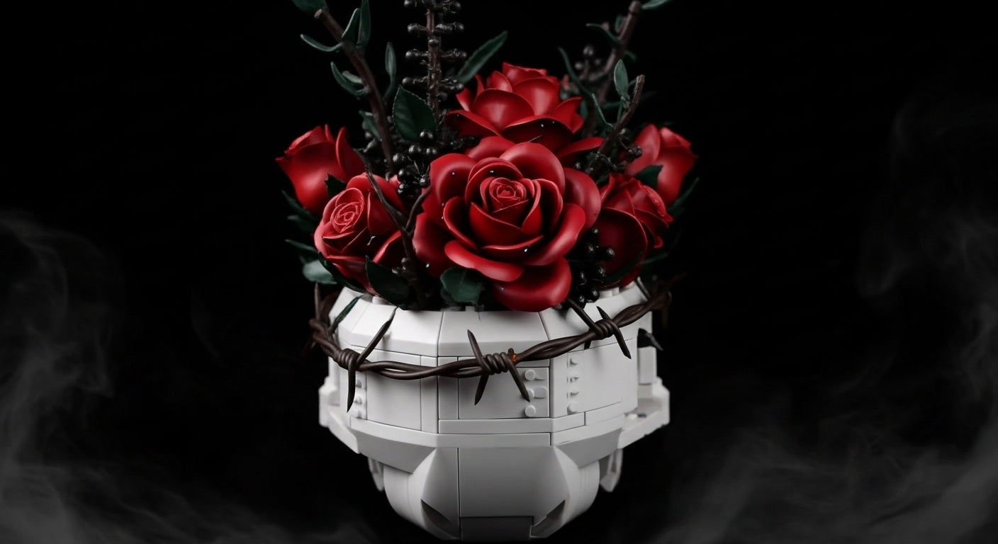 Skull with Red Roses (1161 pieces)