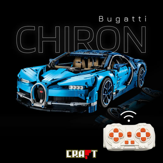 (57% OFF) Super Blue Bugatti Chiron with a W16 Engine and 56 cm in Length (3599 pieces)