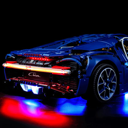 (57% OFF) Super Blue Bugatti Chiron with a W16 Engine and 56 cm in Length (3599 pieces)