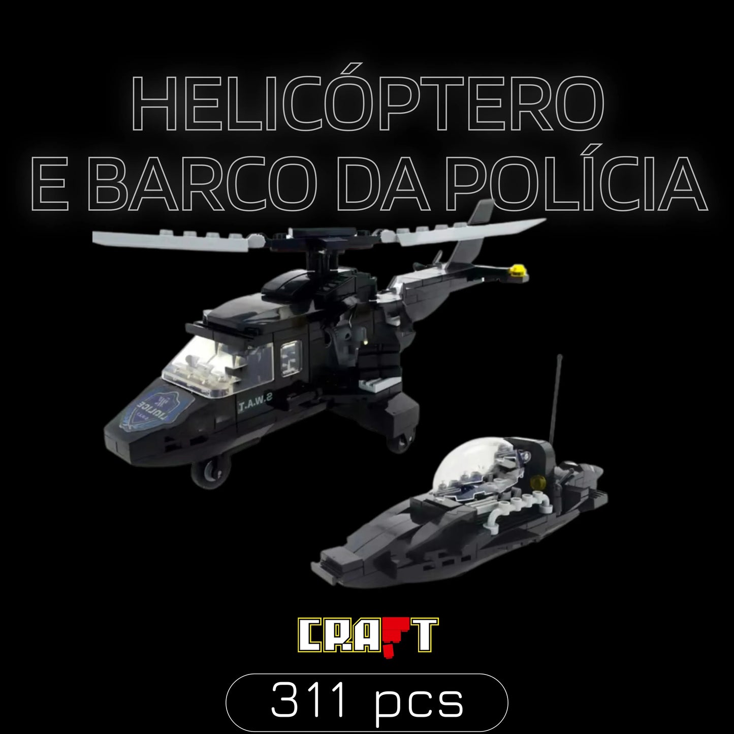 Police Helicopter and Boat (311 pieces)