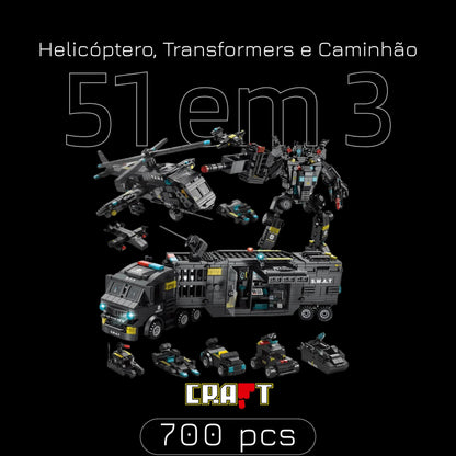 Helicopter, Transformers, and Truck (51 Toys in 3)