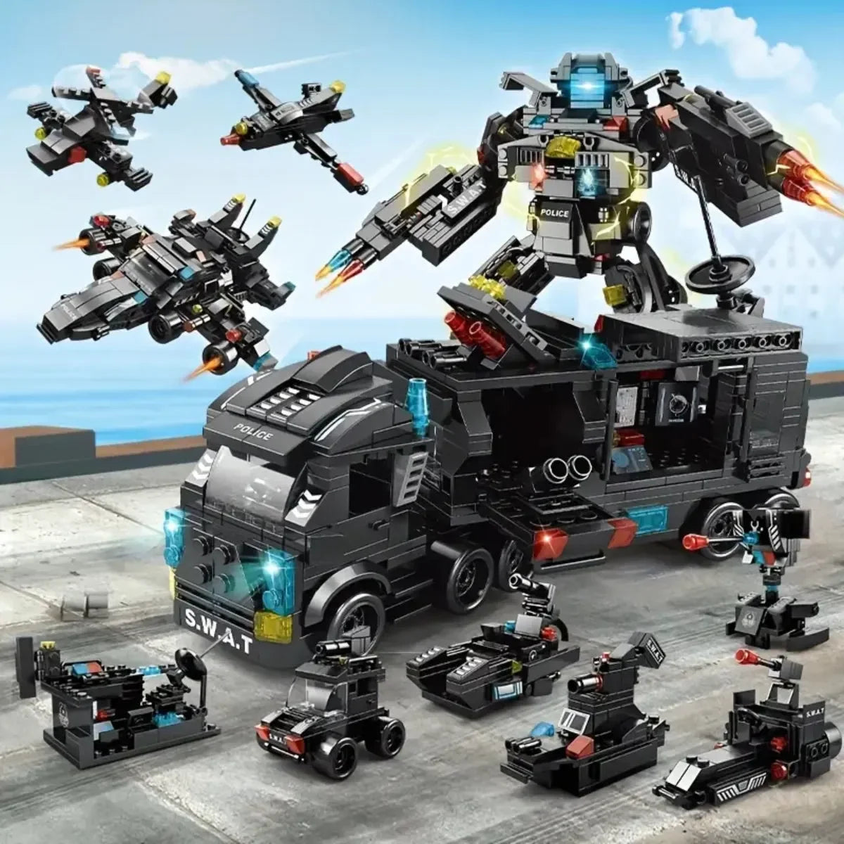 Helicopter, Transformers, and Truck (51 Toys in 3)