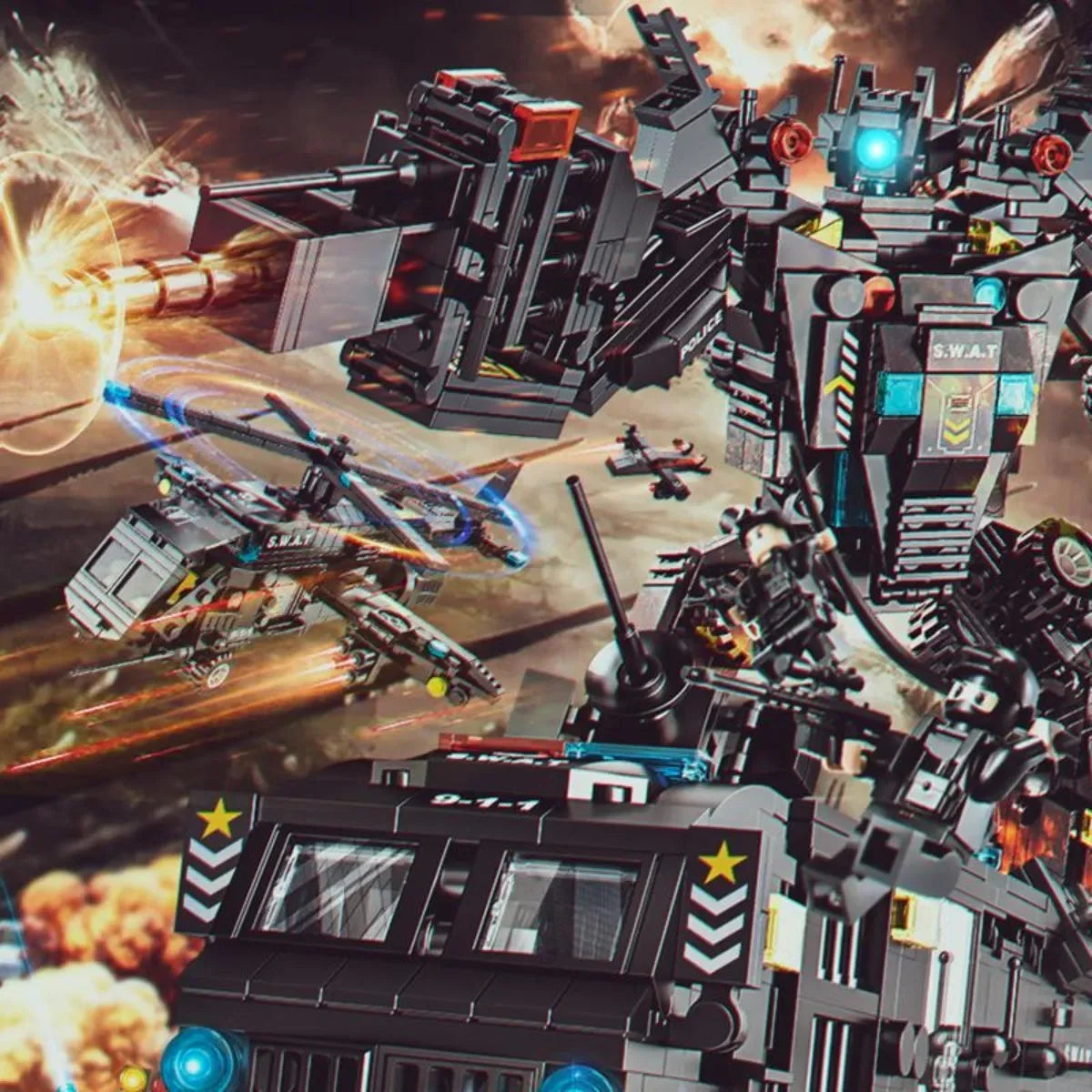 Helicopter, Transformers, and Truck (51 Toys in 3)