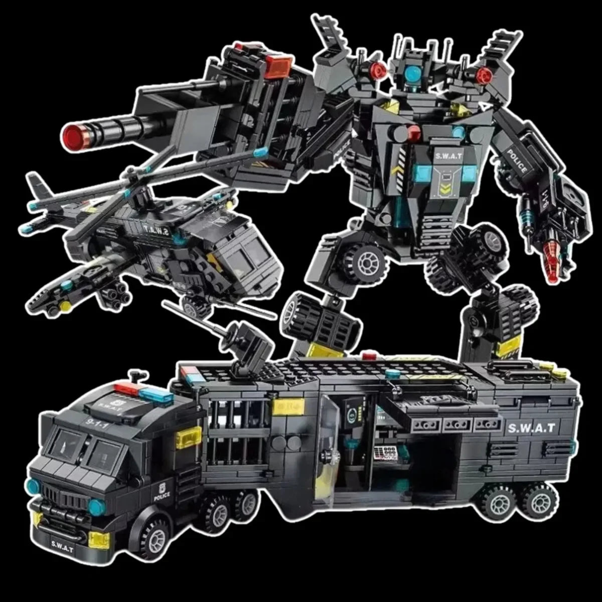 Helicopter, Transformers, and Truck (51 Toys in 3)